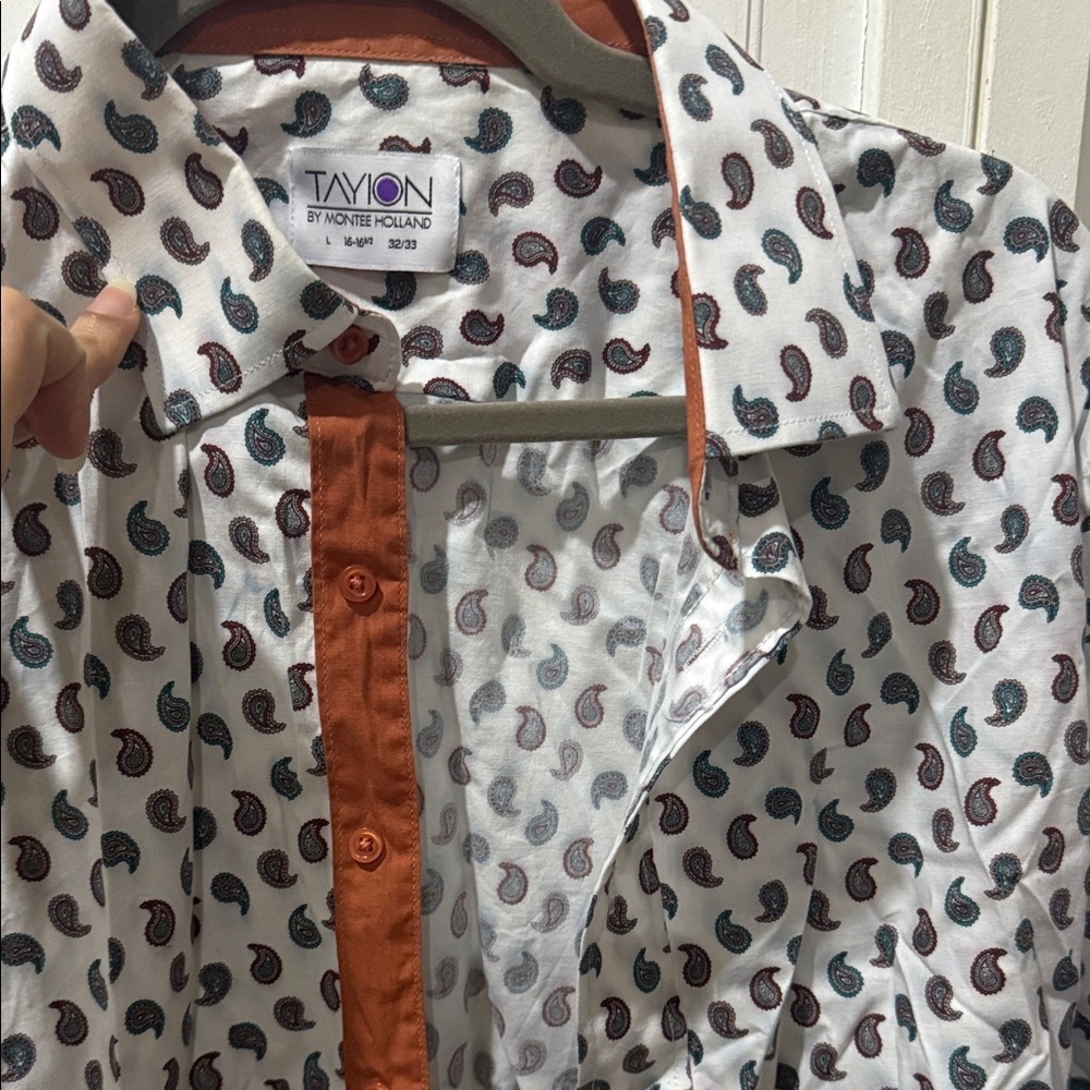 Tavion White Paisley Print Men's Dress Shirt - Picture 2 of 10